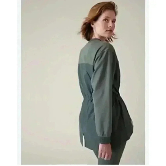 Athleta Triumphant Hybrid Crewneck Sweatshirt Pullover Jacket GrayGreen Size M - Picture 2 of 10